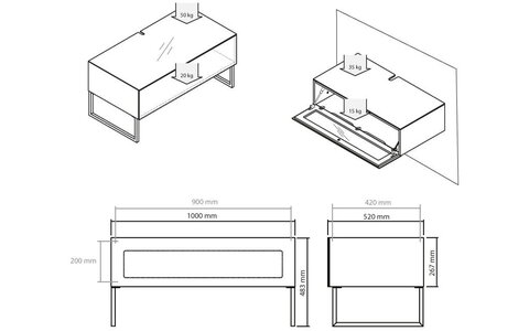NorStone Khalm 140 Czarny Stolik RTV Salon