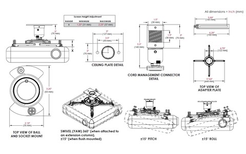 Uchwyt Sufitowy do Projektora Peerless PJF2-UNV-B Czarny Sklep Poznań