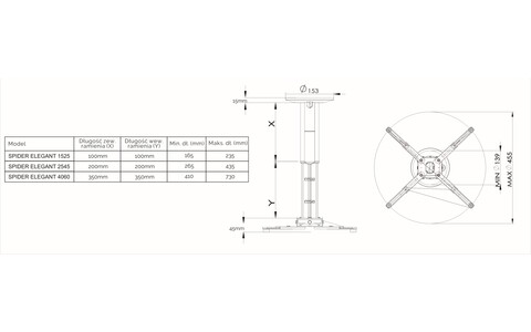 Uchwyt do Projektora Suprema Spider Elegant 1525 Biały