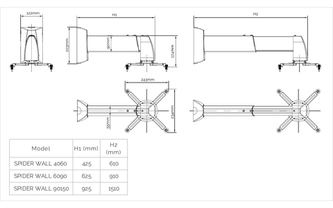 Uchwyt Ścienny do Projektora Suprema Spider Wall 90150 Srebrny