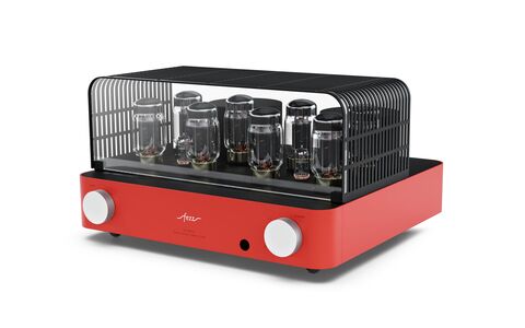 Fezz Audio Olympia EVO Burning Red Czerwony Lampowy Wzmacniacz Stereo front z osłoną