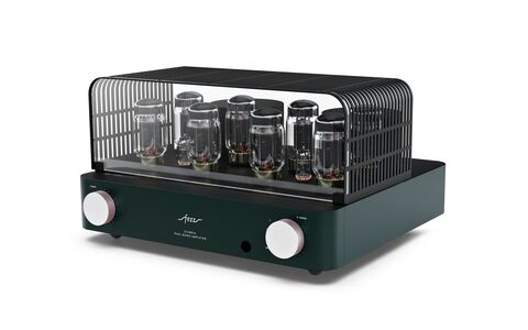 Fezz Audio Olympia EVO Evergreen Zielony Lampowy Wzmacniacz Stereo front z osłoną