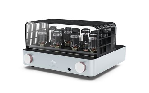 Fezz Audio Olympia EVO Moonlight Srebrny Lampowy Wzmacniacz Stereo front z osłoną