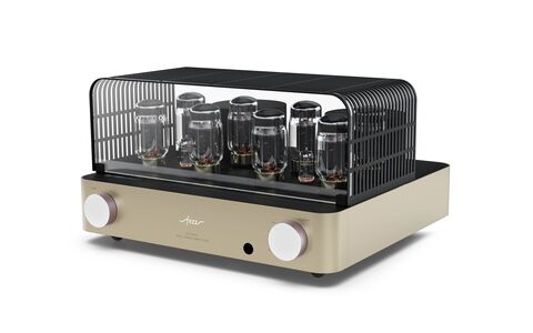 Fezz Audio Olympia EVO Sunlight Złoty Lampowy Wzmacniacz Stereo front z osłoną